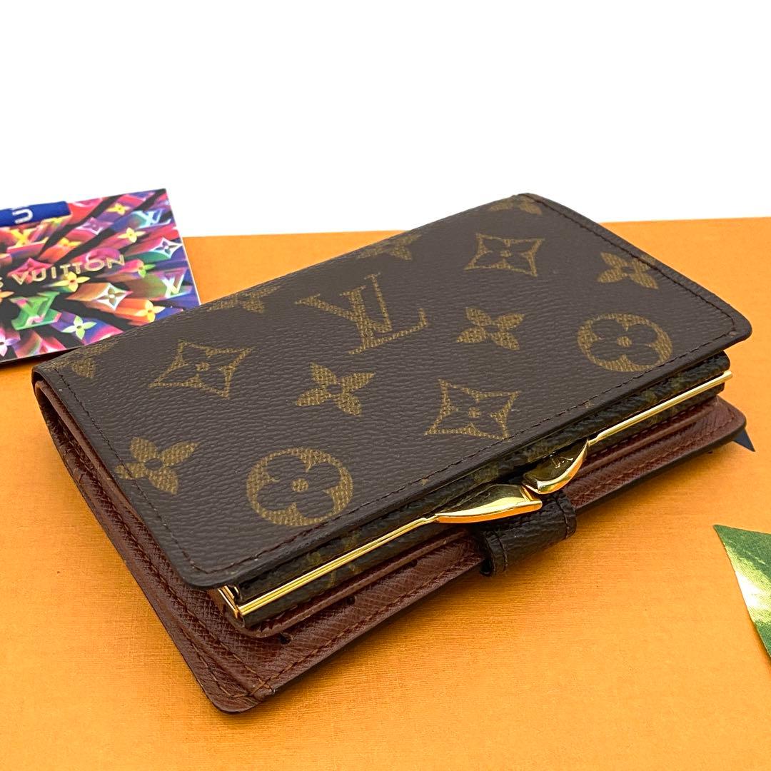ルイヴィトン モノグラム ヴィエノワ 二つ折り財布 がま口 ブラウン