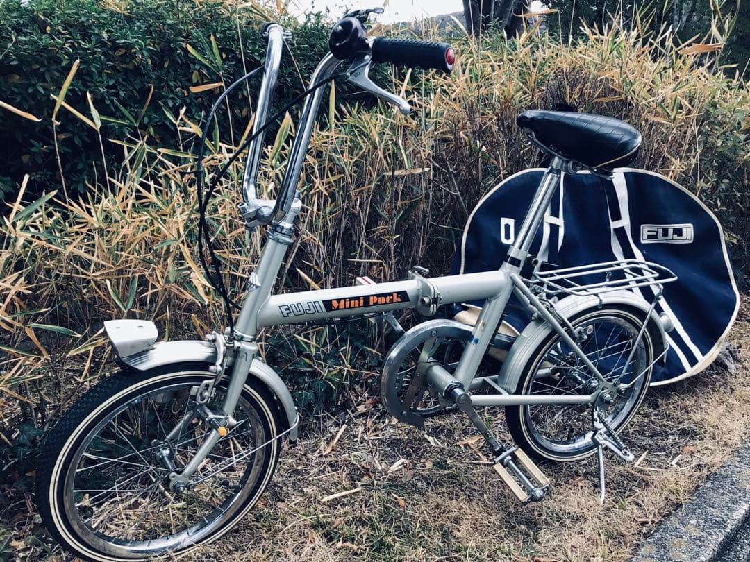 昭和レトロ 当時物 FUJI 折りたたみ自転車 ミニパック 専用輪行バッグ付き