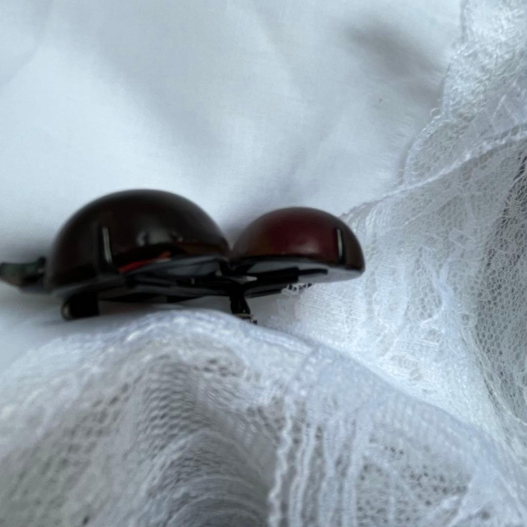 希少 オーストリア フルーツガラス ブローチ チェリー アプリコット ビンテージ