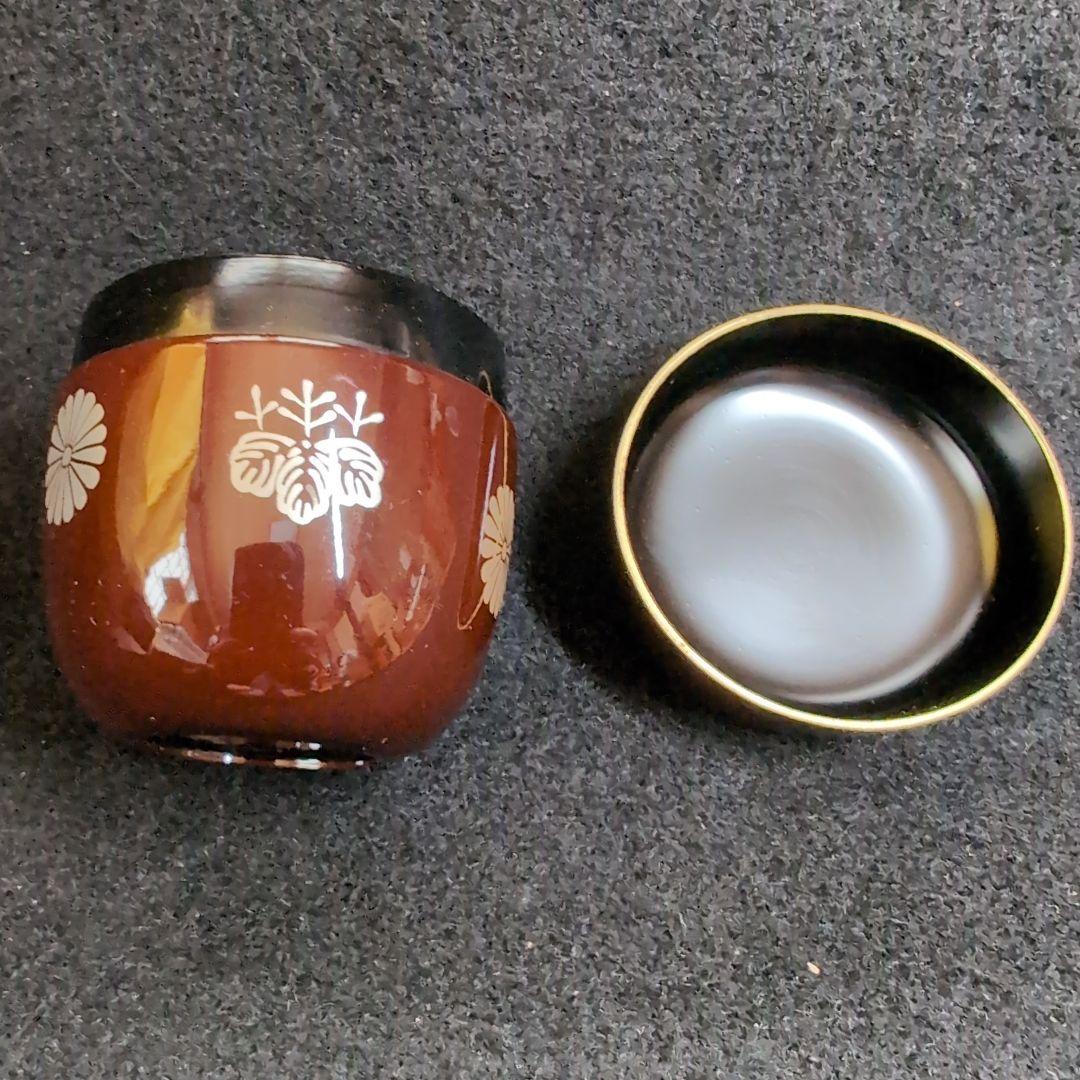 赤色花模様木製棗