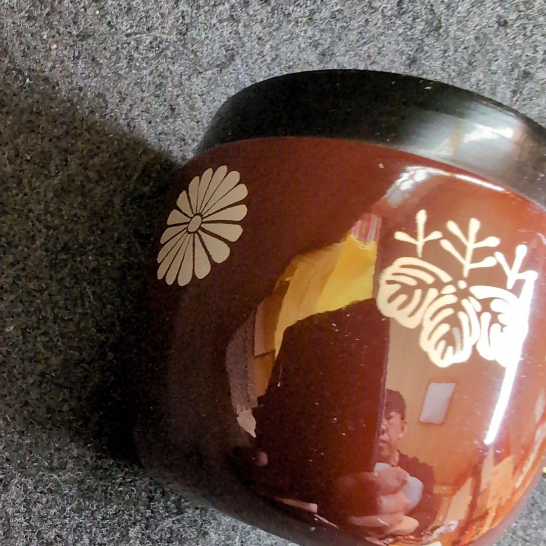 赤色花模様木製棗