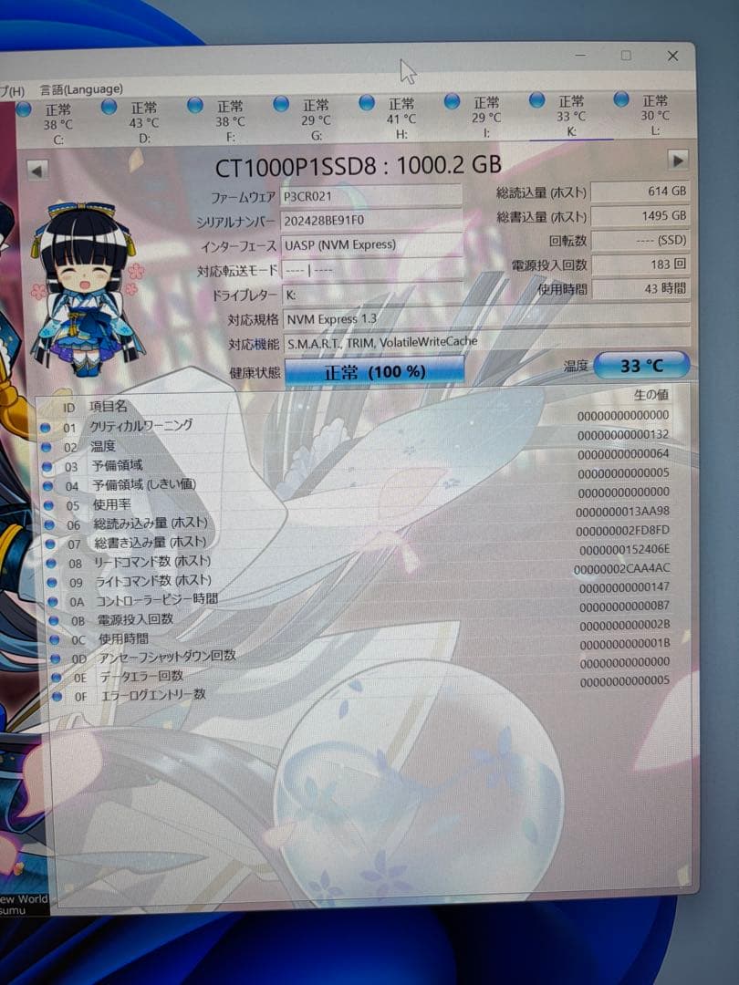 内蔵型SSD crucial P1 1000GB NVMe M.2 SSD