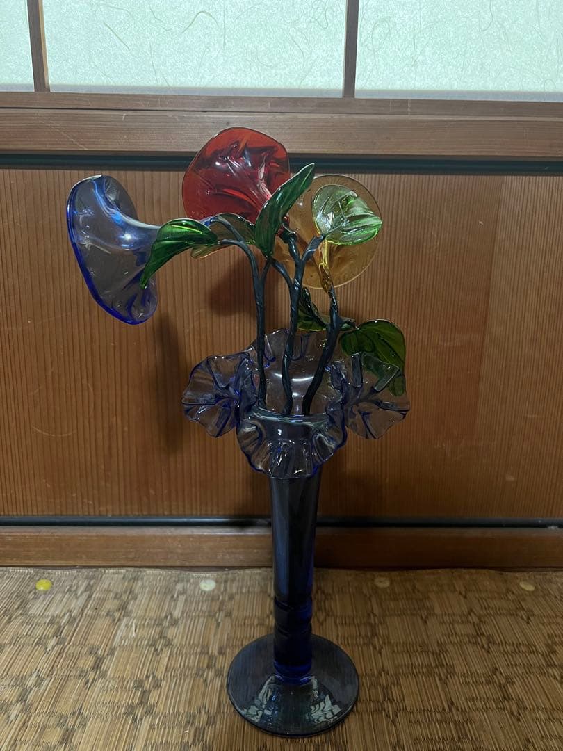 【O-762】琉球ガラス アサガオ 朝顔 花瓶