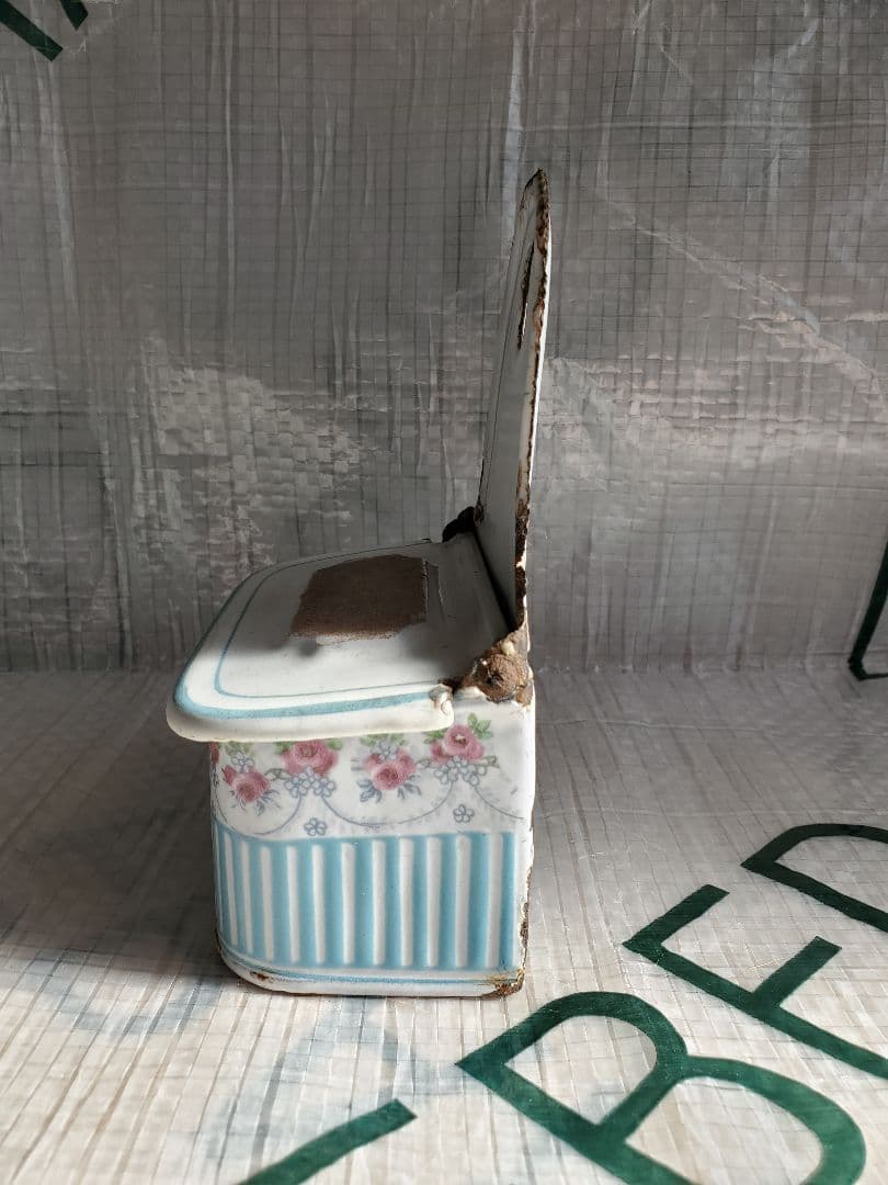 フランス　アンティーク　ホーロー　マッチ入れ　BB社　ローズガーランド