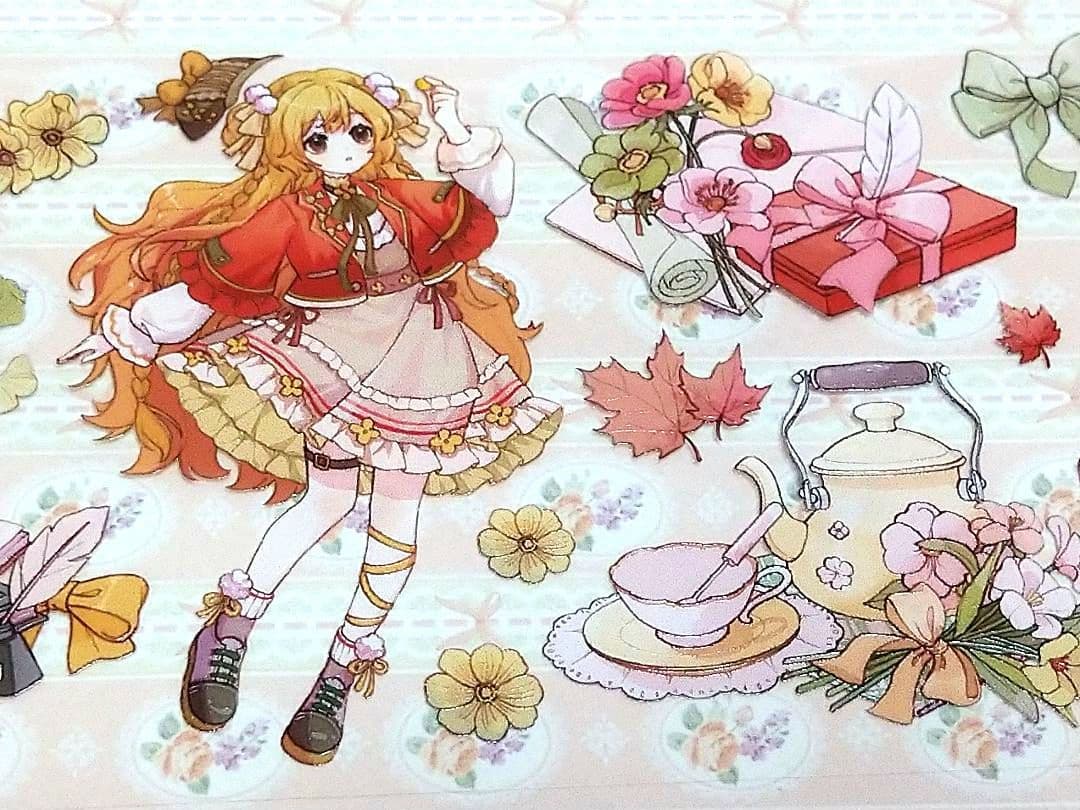 J459＃秋日事件簿(PET)猫橙切り売り海外人物マステ女の子