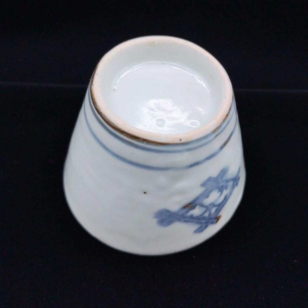 古伊万里染付井桁文様蒟蒻印判蕎麦猪口酒器