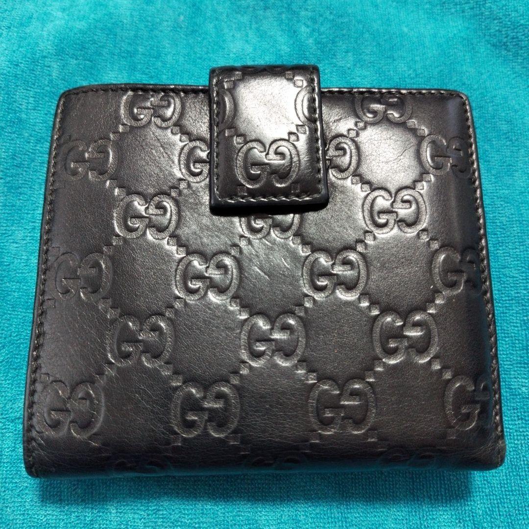 Gucci ブラックレザー 二つ折り財布