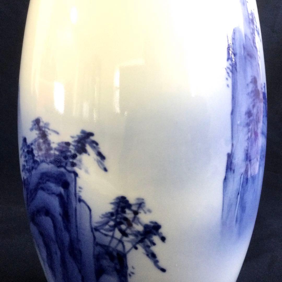 染付水絵花瓶 K856染付山水花瓶 南光窯L104青絵染付山水絵 飾り壷B773