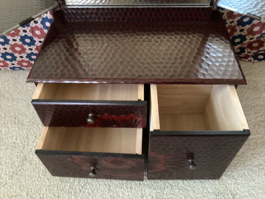 ❤️セール❤️ 鎌倉彫・鏡台・三面鏡・牡丹花・昭和レトロ