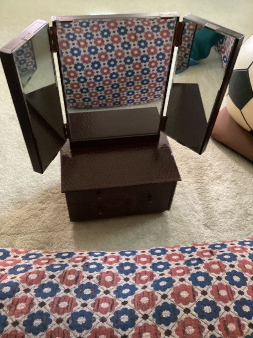 ❤️セール❤️ 鎌倉彫・鏡台・三面鏡・牡丹花・昭和レトロ