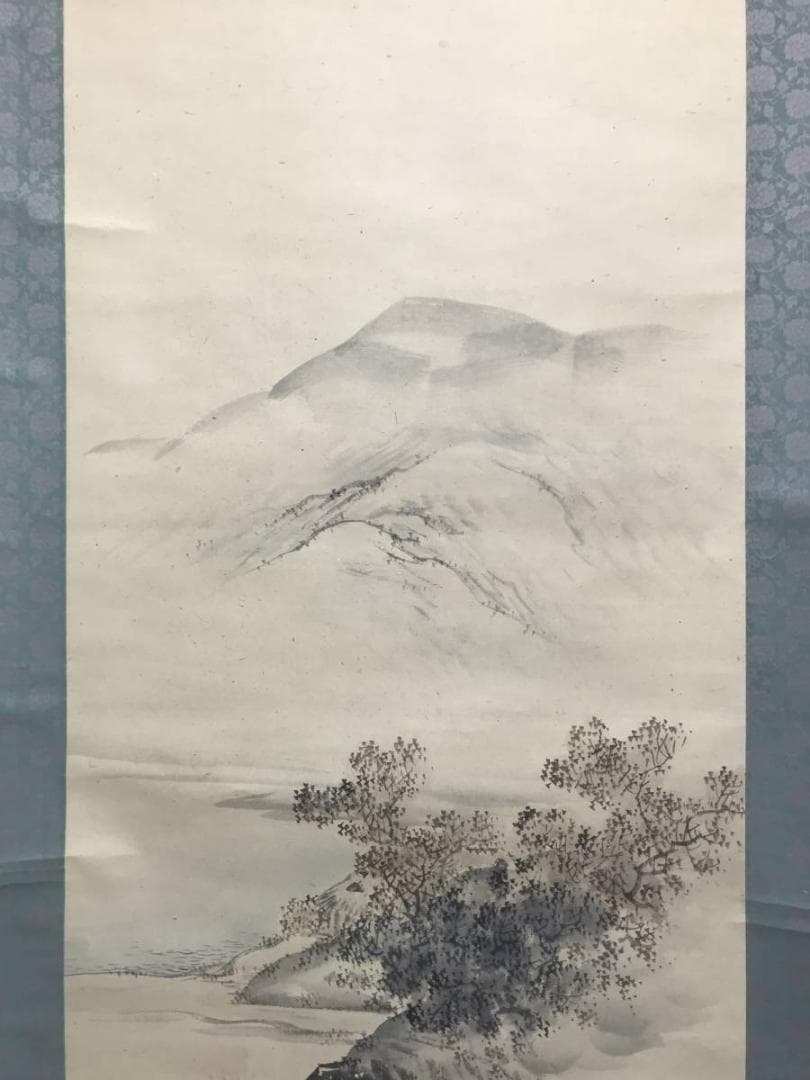 【真作】羽田桂舟/田家図/山水図/秋景山水図/掛軸/名家伝来/AC-749