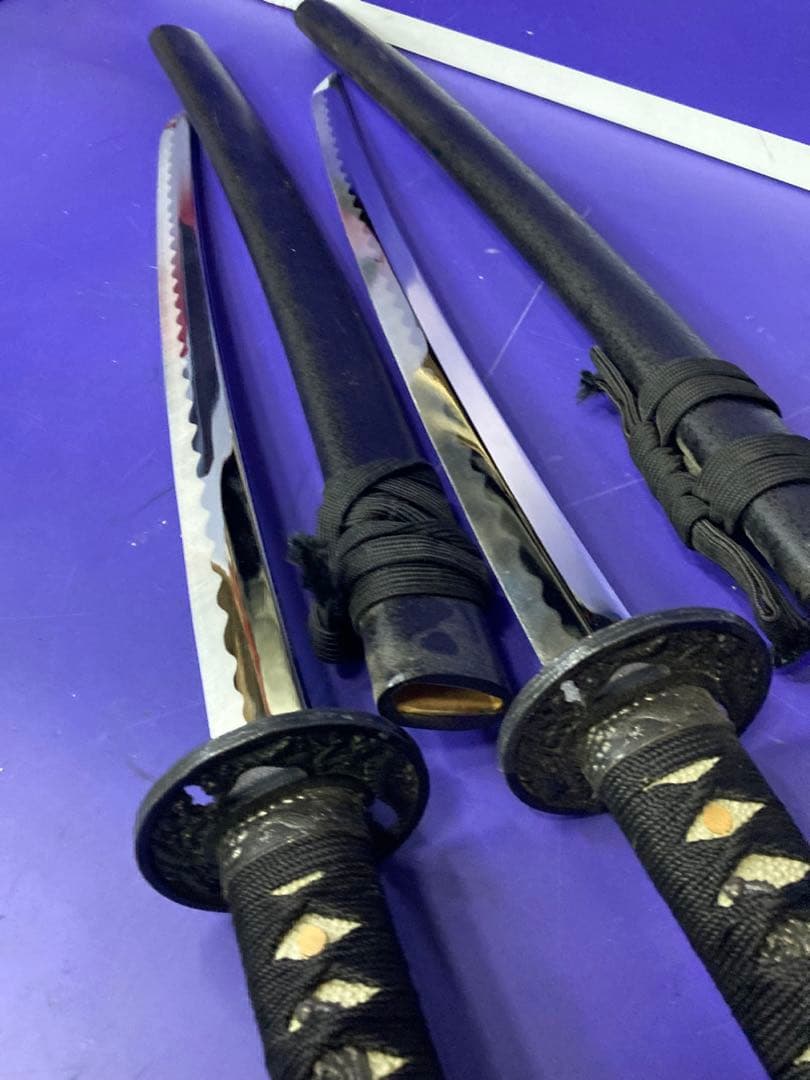 G）模造刀　日本刀　脇差　黒　2本セット