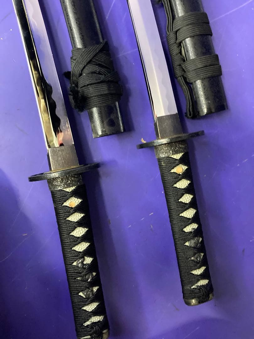 G）模造刀　日本刀　脇差　黒　2本セット