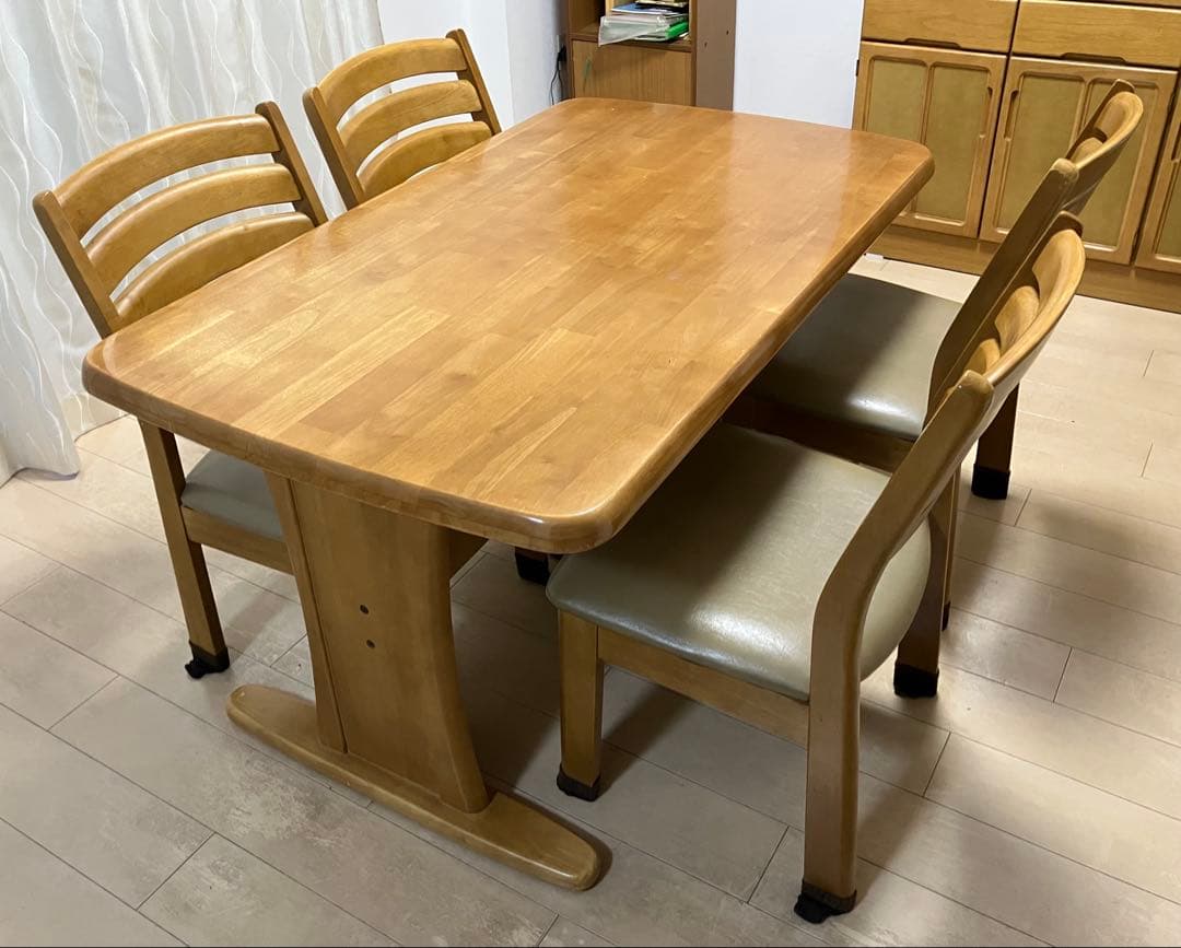 木製ダイニングテーブルセット 椅子4脚付き　直接引取