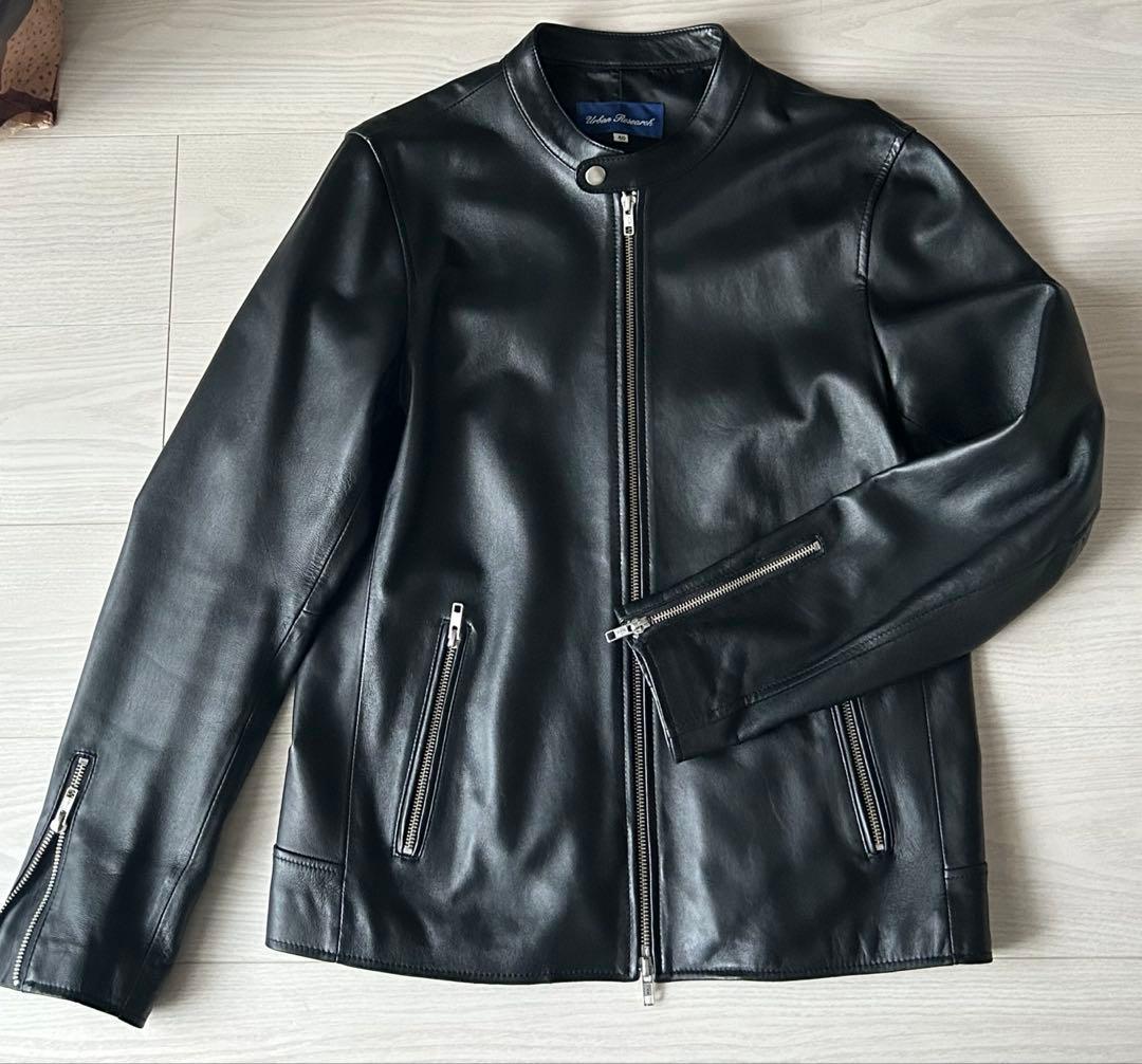 URBAN RESEARCH レザー シングルライダースジャケット ブラック40
