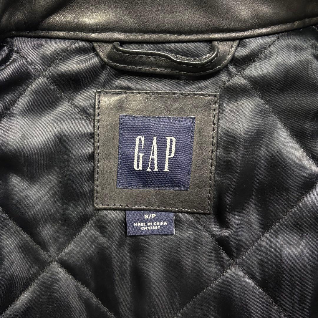 old GAP レザージャケット　本革オールレザー　バイカー　短丈　牛革　S
