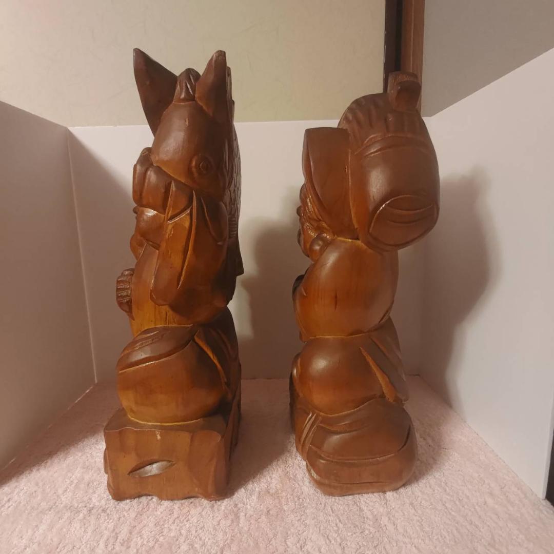 大黒様 恵比寿様 木彫り置物 2個セット 七福神 縁起物