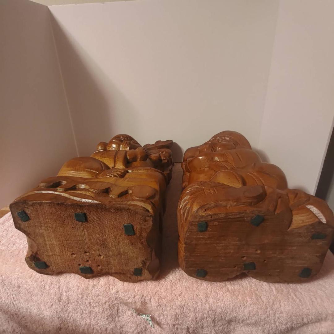 大黒様 恵比寿様 木彫り置物 2個セット 七福神 縁起物