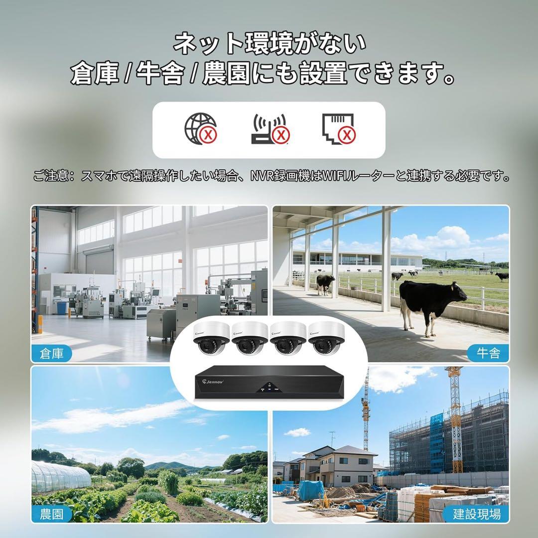 【大特価】JENNOV 防犯カメラ 屋外 poeドーム型防犯カメラ 500万画素