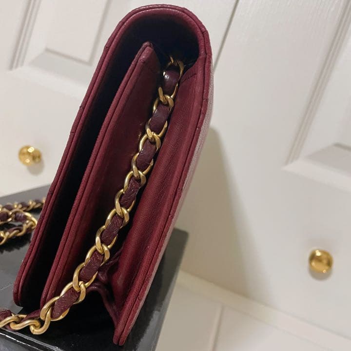 CHANEL シャネル マトラッセ チェーンショルダー ボルドー ゴールド金具