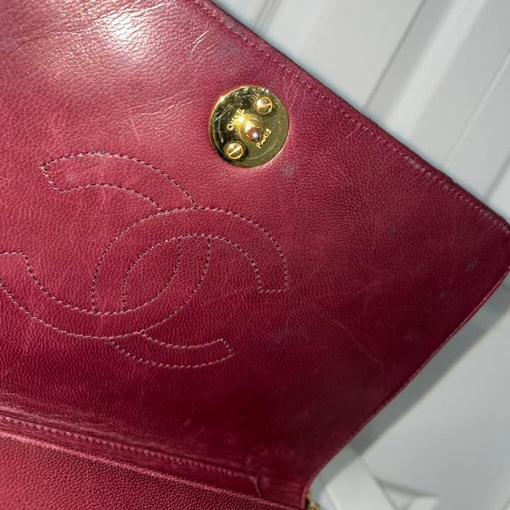 CHANEL シャネル マトラッセ チェーンショルダー ボルドー ゴールド金具