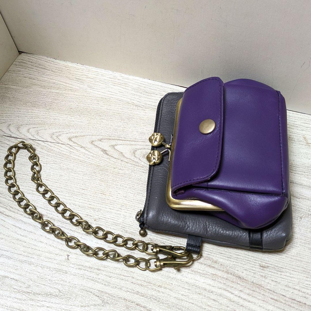 kana　がま口ショルダーバック　革