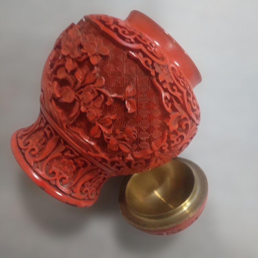 堆朱 中国美術工芸品 伝統美術 茶壺 蓋物