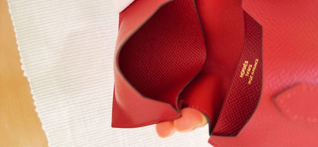 バーガンディ レザー カードケース