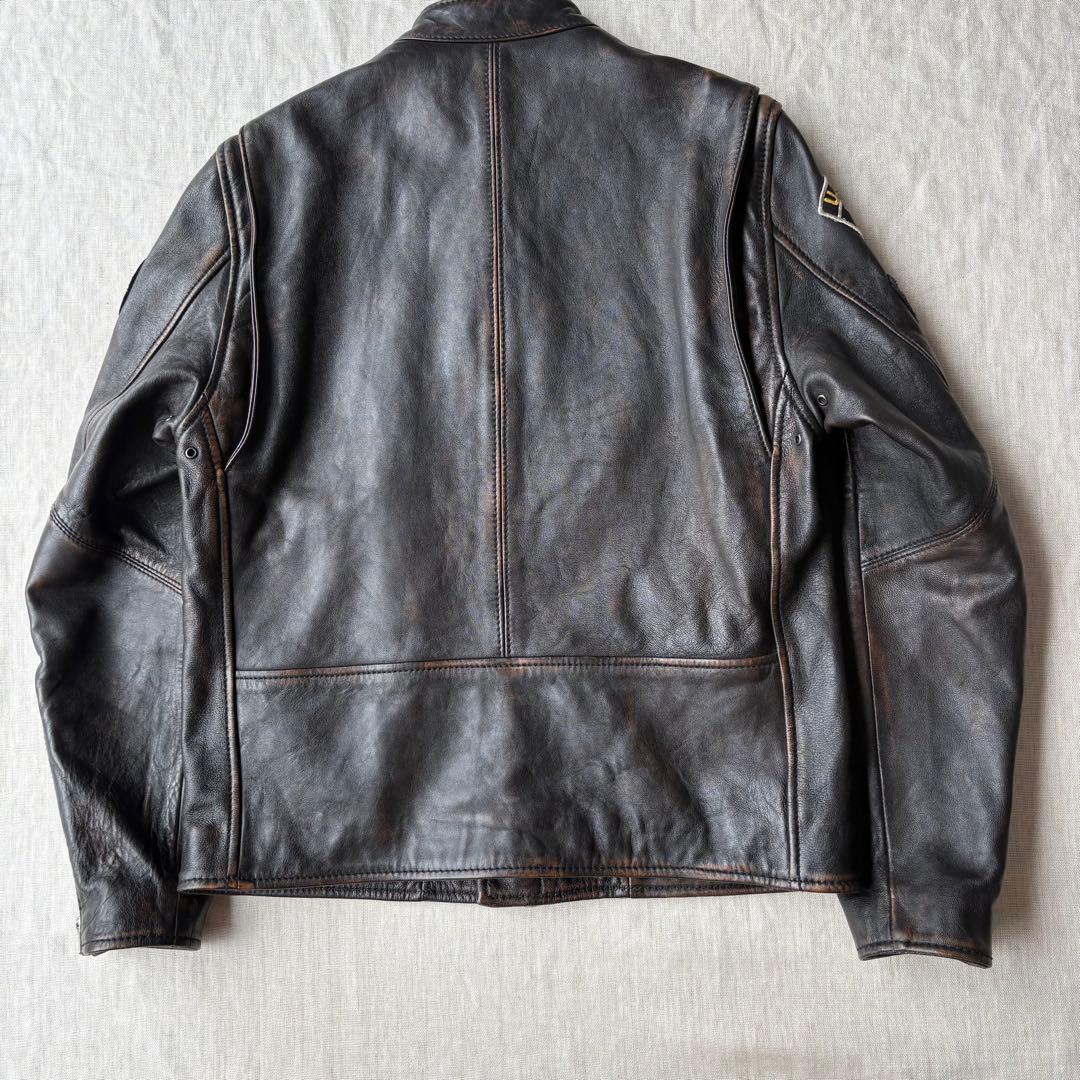 AVIREX エイジド スタンド シングルライダース　カスタム 羊革 茶芯 M