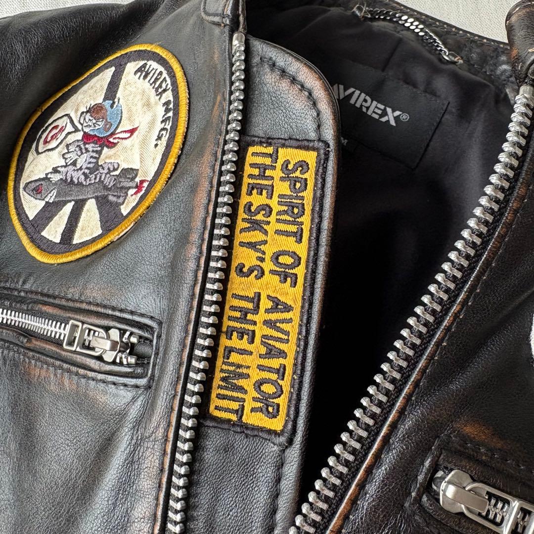 AVIREX エイジド スタンド シングルライダース　カスタム 羊革 茶芯 M