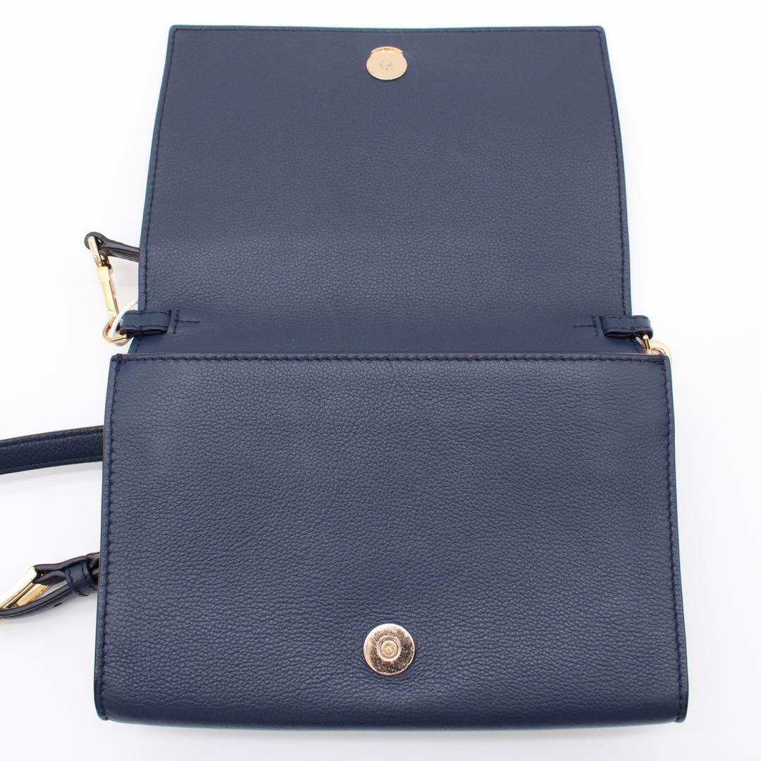 【美品】TORY BURCH レザー ショルダーバッグ クロスボディ ネイビー