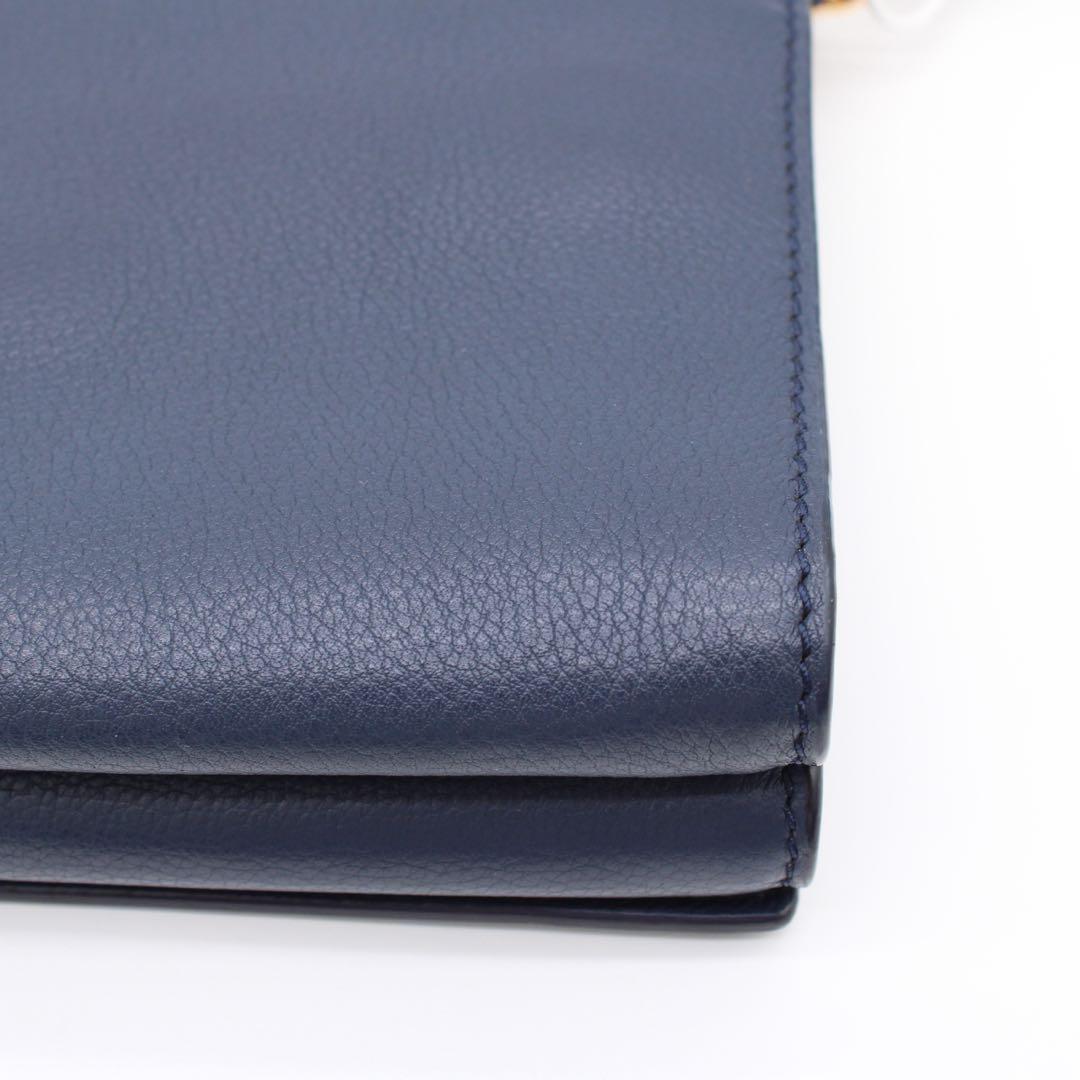 【美品】TORY BURCH レザー ショルダーバッグ クロスボディ ネイビー