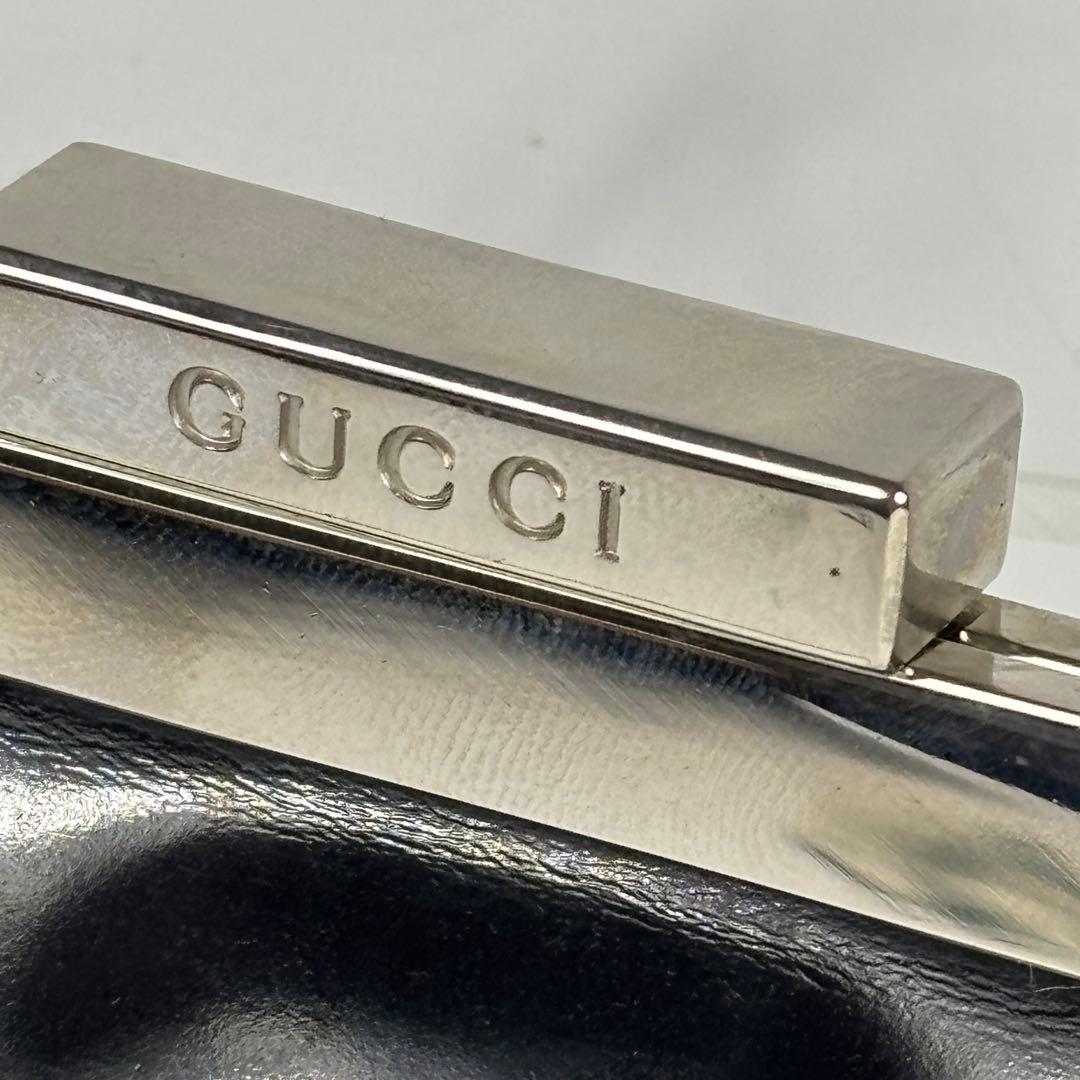 GUCCI ショルダーバッグ　 パテントレザー　 がま口　チェーン　ブラック