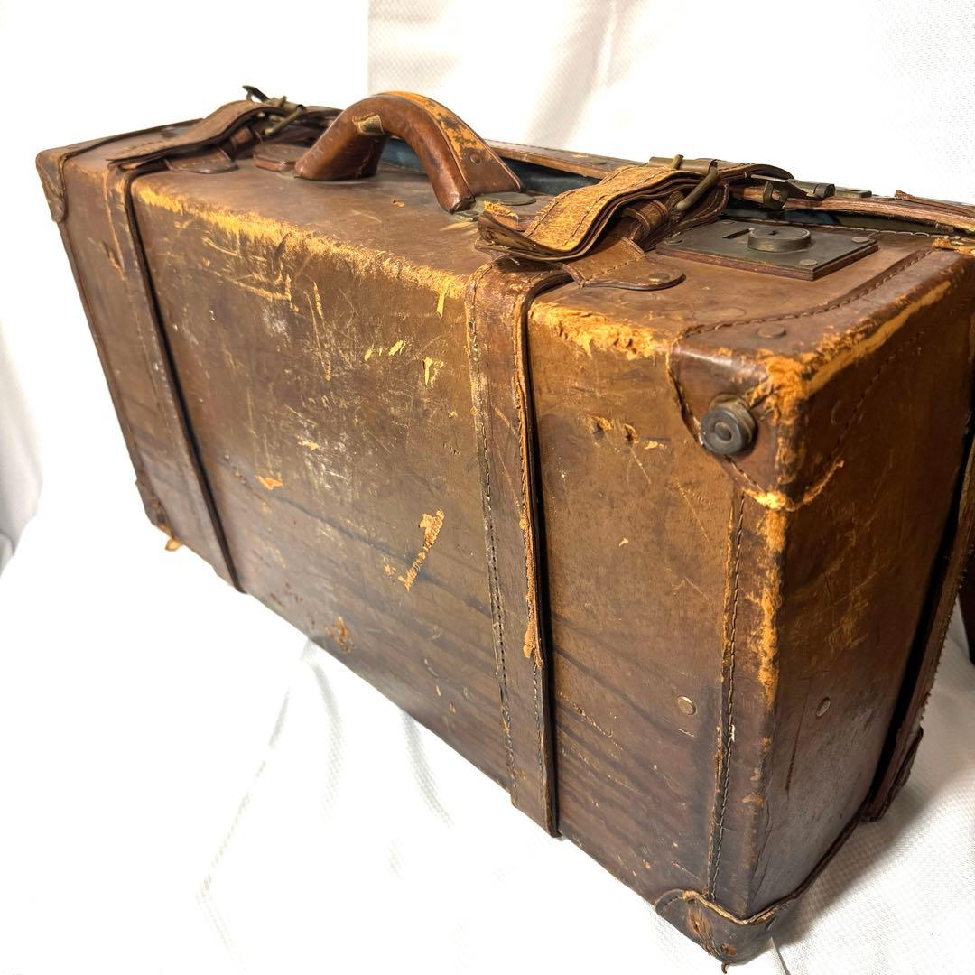 値下済【希少】ヴィンテージ レザートランク アンティーク雑貨 リアルヴィンテージ