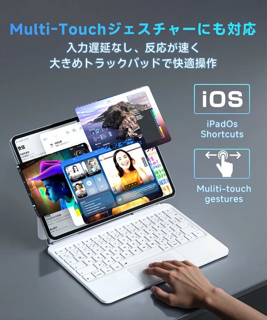 iPadキーボード ケース付き iPad ホワイト　マグネット