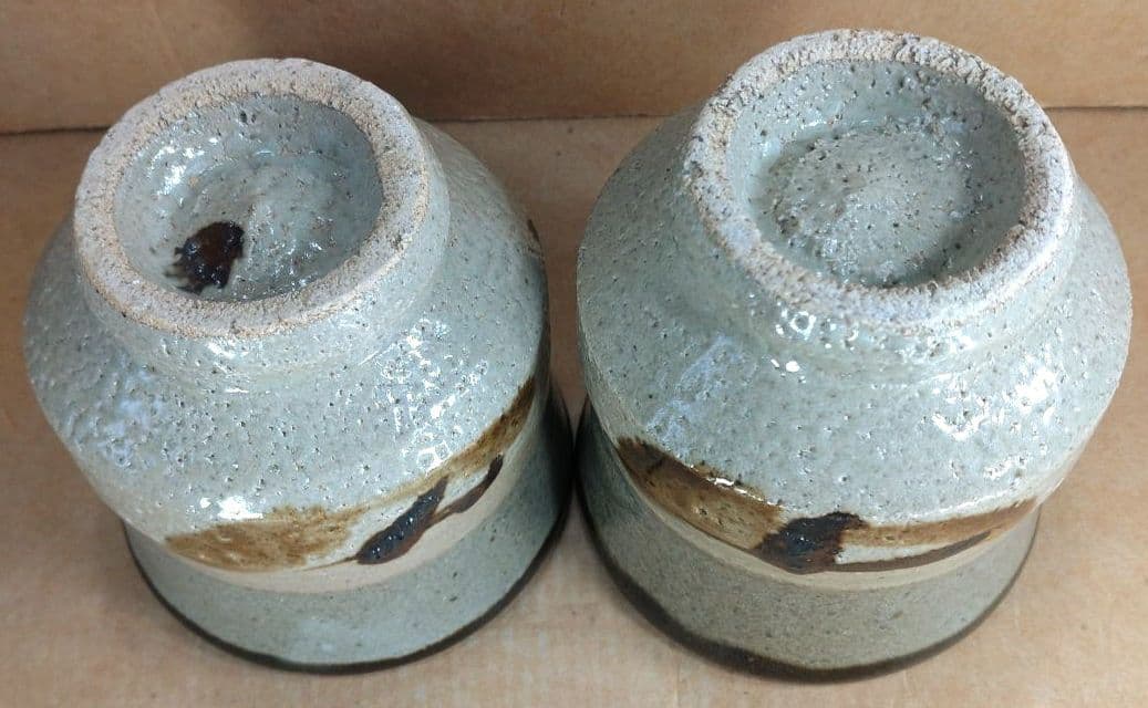 【本物保証】濱田庄司(浜田庄司) 湯呑壱對(一対）共箱 人間国宝 益子焼 未使用