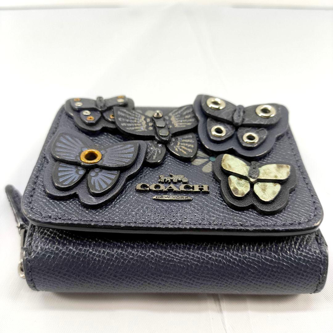 美品 コーチ 3つ折り財布 コンパクトウォレット COACH 蝶 バタフライ