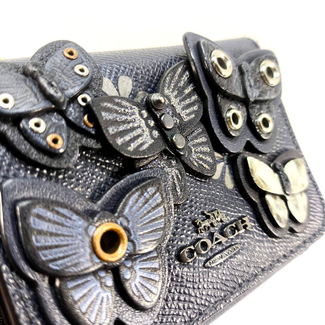美品 コーチ 3つ折り財布 コンパクトウォレット COACH 蝶 バタフライ
