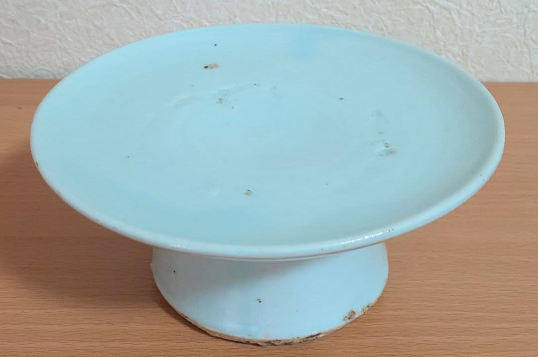 朝鮮王朝時代 李朝時代 高台祭器 青磁白磁2個セット 木箱入り