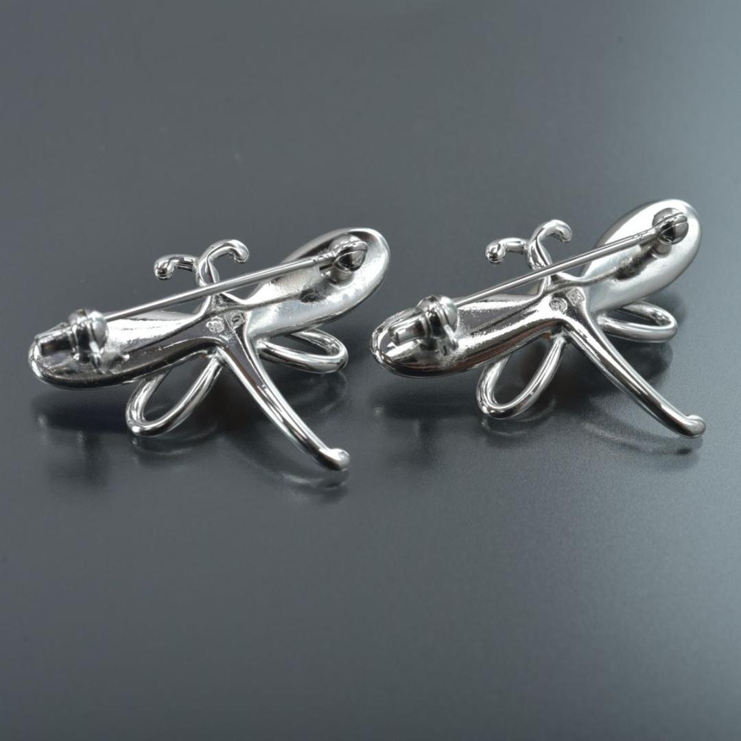 美品 TASAKI ブローチ トンボ 2個セット パール幅5.0mm SV 緑紫