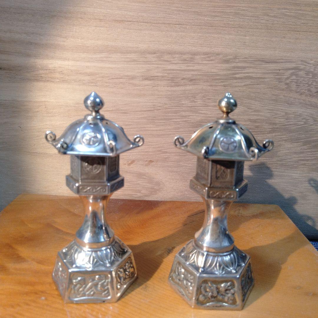 里帰り品　銀器置物　調味料入れ　　2個セット