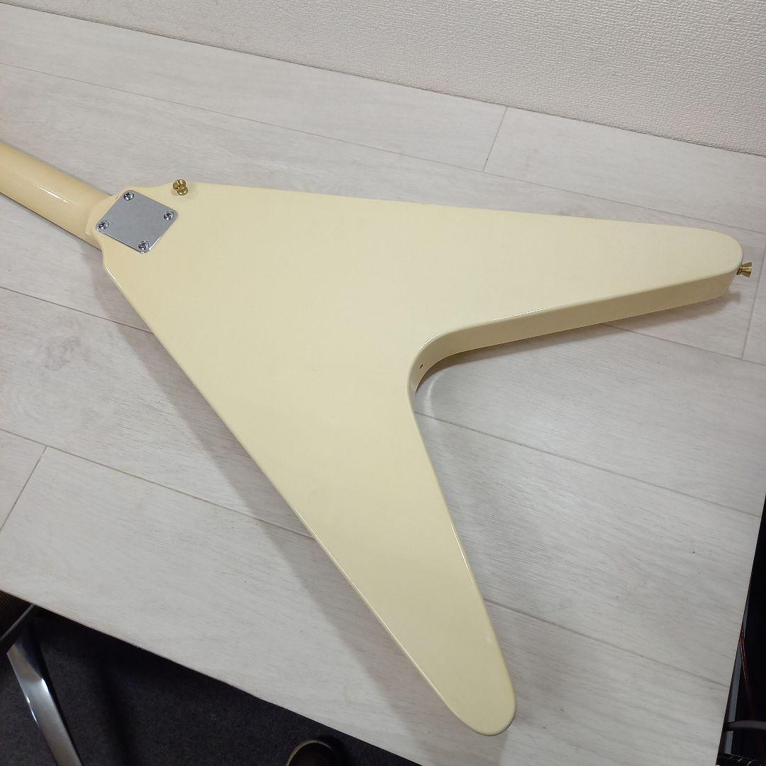 ジャンク メーカー不明 フライングV 変形 エレキギター ビンテージホワイト