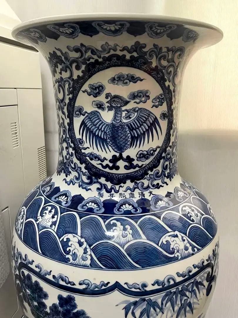 中国 大清康熙年製 青花 大壺　陶芸古美術 瓶。