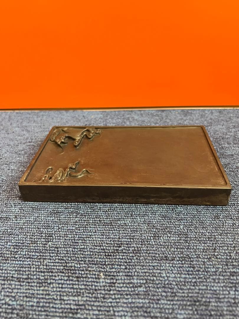 1350 中国  硯  龍雲　石硯　唐木箱　骨董 書道具　古硯　文房四宝