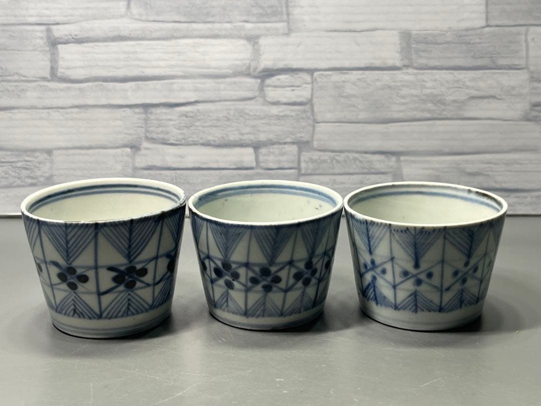 江戸後期　染付　そば猪口　5客　民芸