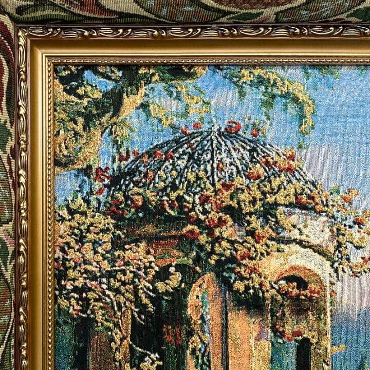 絵画　風景画　フランス・ゴブラン織り使用　良質キャンバス　豪華　金枠　額絵