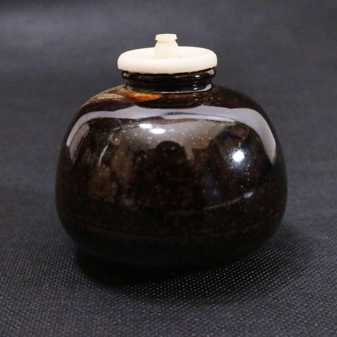 淡海ぜぜ 陽炎園造 膳所焼 茄子茶入 仕覆揃 膳所焼 茶器 茶壷 茶道具