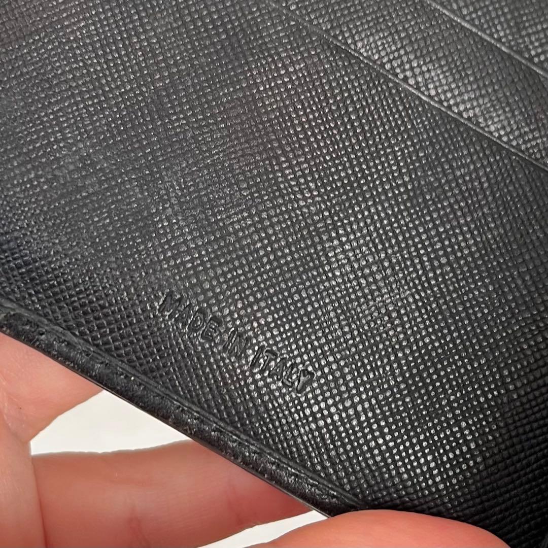 PRADA プラダ サフィアーノ レザー がま口 ミニ財布 三つ折り財布 黒