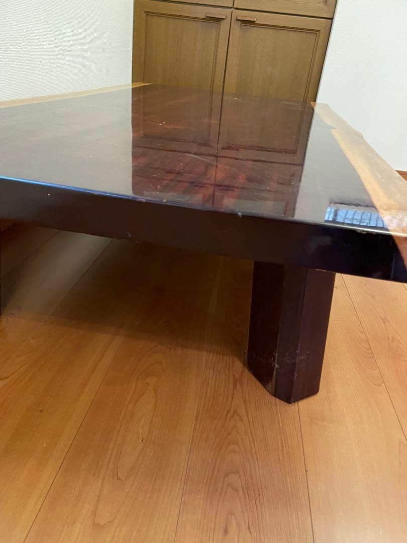 自然木のダークブラウン座卓　一枚板