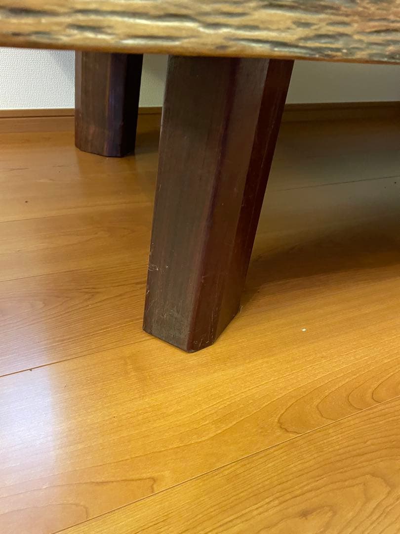 自然木のダークブラウン座卓　一枚板